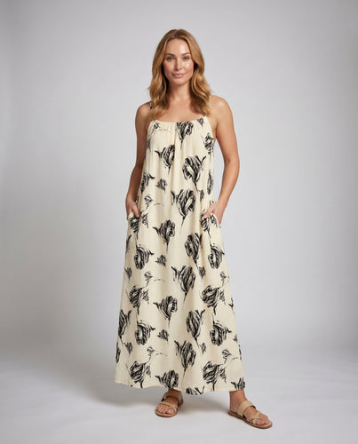 Damen Maxikleid mit elegantem Blumenmuster und verstellbaren Spaghetti-Trägern