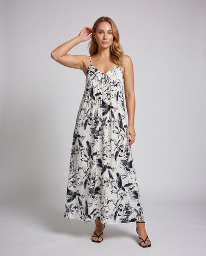 Damen Maxikleid mit elegantem V-Ausschnitt und floralen Akzenten