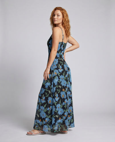 Damen Maxikleid mit floralem Design und schulterfreiem Schnitt