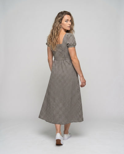 Damen Maxikleid mit luftiger Silhouette und verspieltem Vichy-Muster