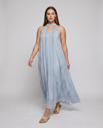 Damen Maxikleid mit schickem V-Ausschnitt und fließendem Material