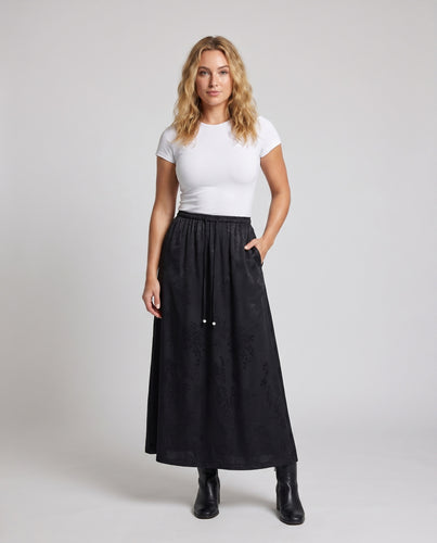 Damen Maxirock mit elegantem floralem Design und verstellbarem Taillenbund