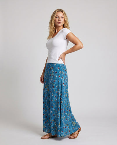 Damen Maxirock mit floralem Design und elegantem Wickelschnitt