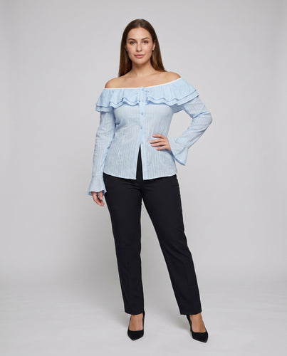 Damen Off-Shoulder Bluse mit Rüschendetails