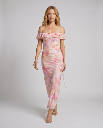 Damen Off-Shoulder Maxikleid mit Rüschendetails