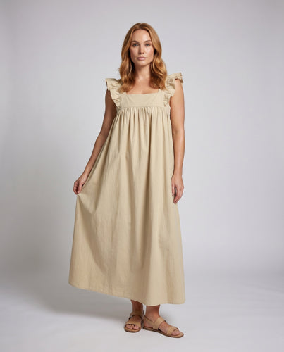 Damen romantisches Maxikleid mit raffinierten Rüschendetails
