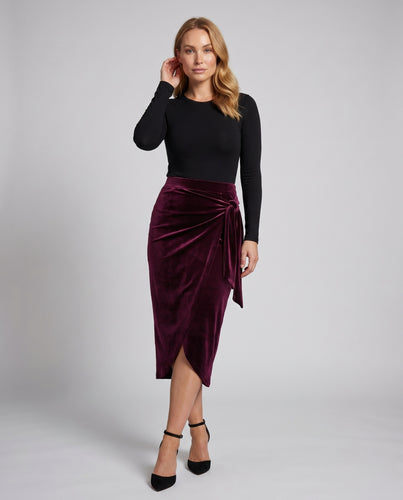Damen Bleistiftrock mit modernem Wickel-Design und eleganter Schleifenapplikation