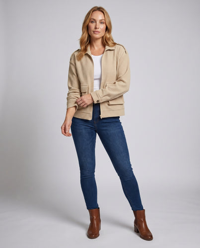 Damen Blousonjacke mit weichem Gitterdesign und praktischen Taschen