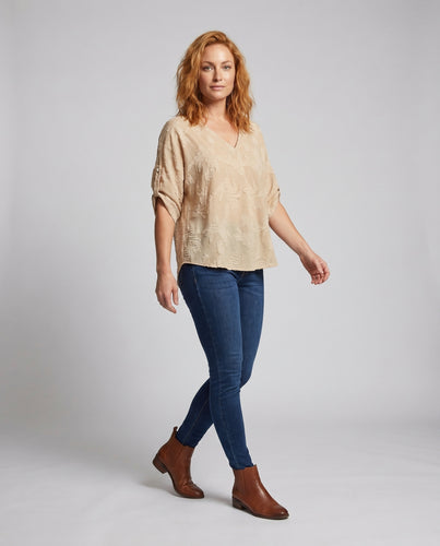 Damen Bluse mit elegantem V-Ausschnitt und lässigem Schnitt