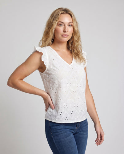 Damen Bluse mit Rüschendetails und eindrucksvoller Stickerei