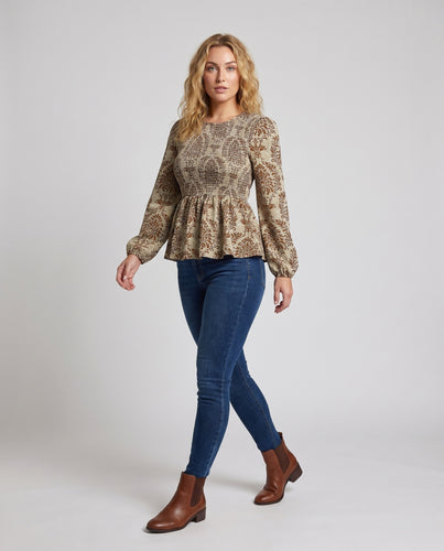 Damen Bluse mit tailliertem Schnitt und floralen Mustern
