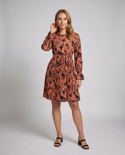 Damen Blusenkleid mit eleganten Rüschendetails und floralem Muster