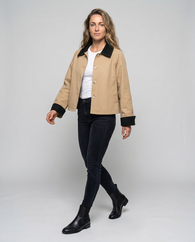 Damen Collegejacke mit modischem Kragen und Knopfverschluss