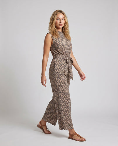 Damen Einteiliger Jumpsuit mit verspieltem Muster und taillierbarem Gürtel