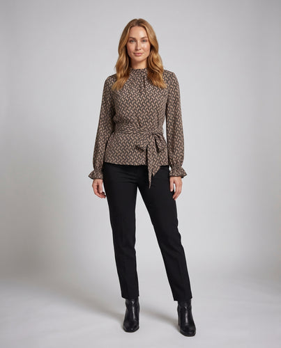 Damen Elegante Bluse mit taillierter Silhouette und verspieltem Bindegürtel