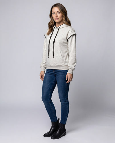 Damen Eleganter Kapuzenpullover mit modischen Detailnähten