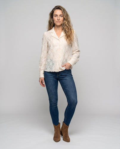 Damen Elegantes Blusen-Shirt mit strukturierter Oberfläche