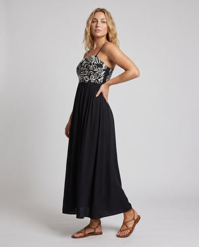 Damen Elegantes Maxikleid mit raffiniertem Bustier-Oberteil und floraler Applikation