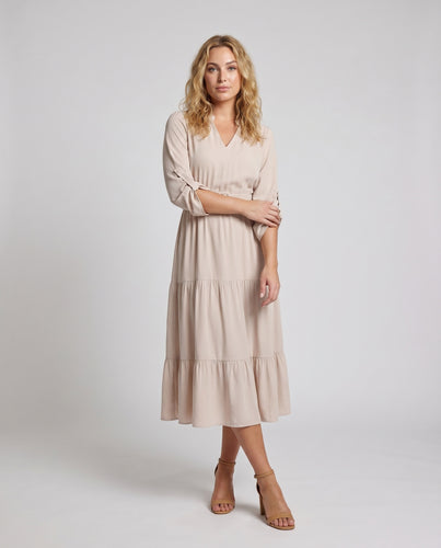 Damen elegantes Midikleid mit Taillengürtel und voluminösem Rock
