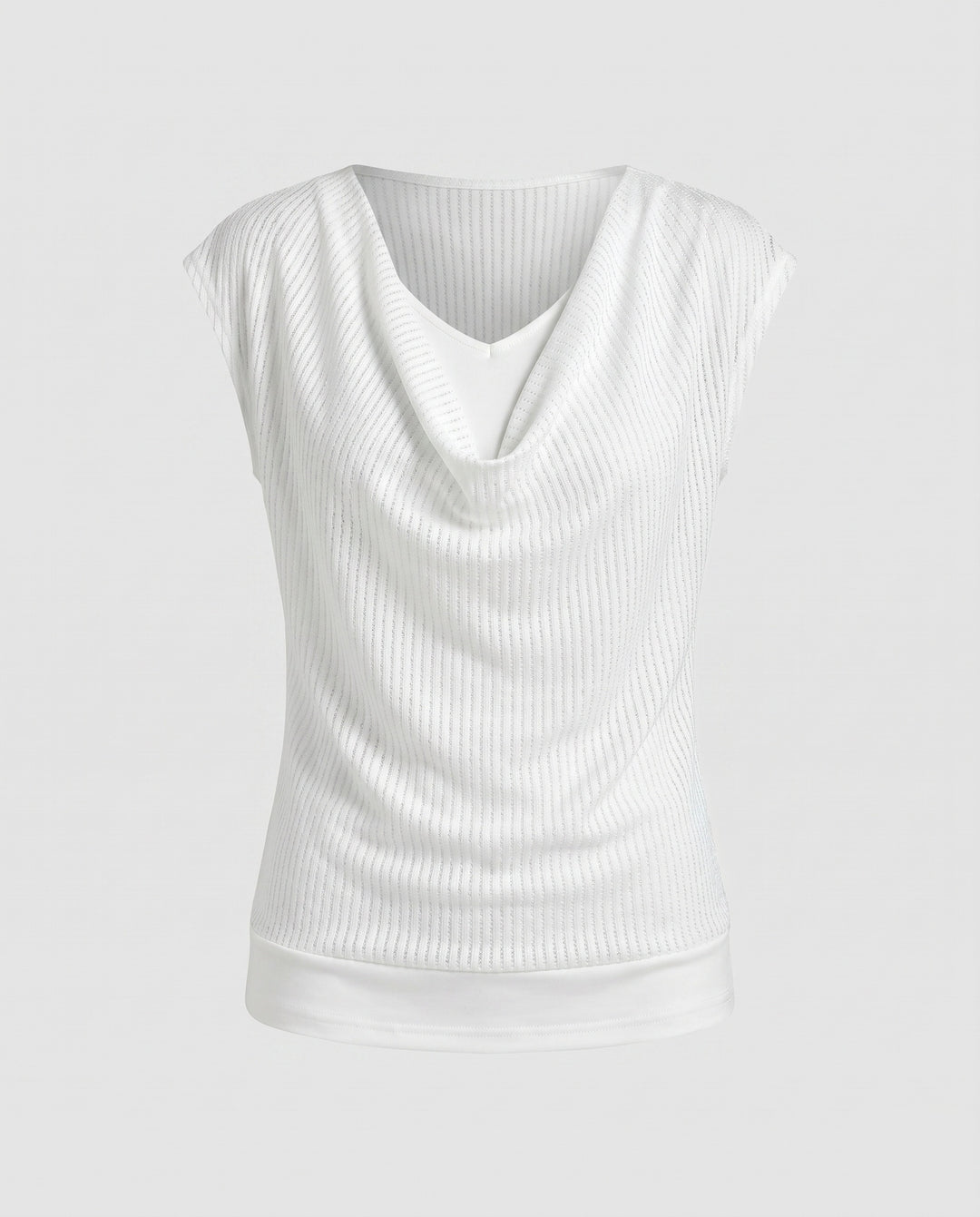 Damen elegantes Oberteil mit einem schmeichelnden Wasserfallausschnitt und feiner Strickstruktur