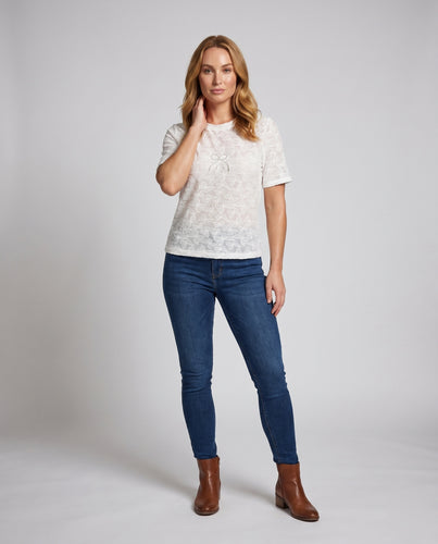 Damen elegantes T-Shirt mit floralem Muster und kurzen Ärmeln