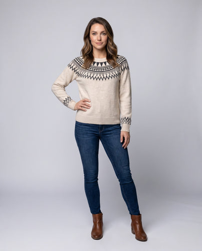Damen gemusterter Strickpullover