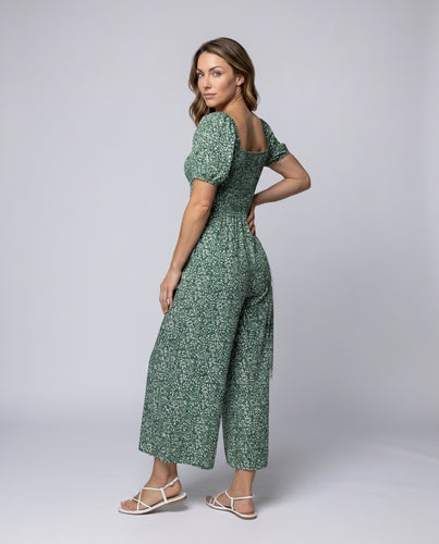 Damen Jumpsuit mit elastischem Oberteil und weit ausgestellten Beinen