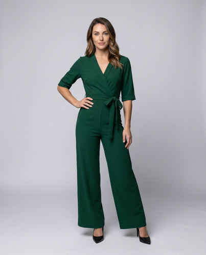 Damen Jumpsuit mit eleganter Schleifenbindung und weitem Bein