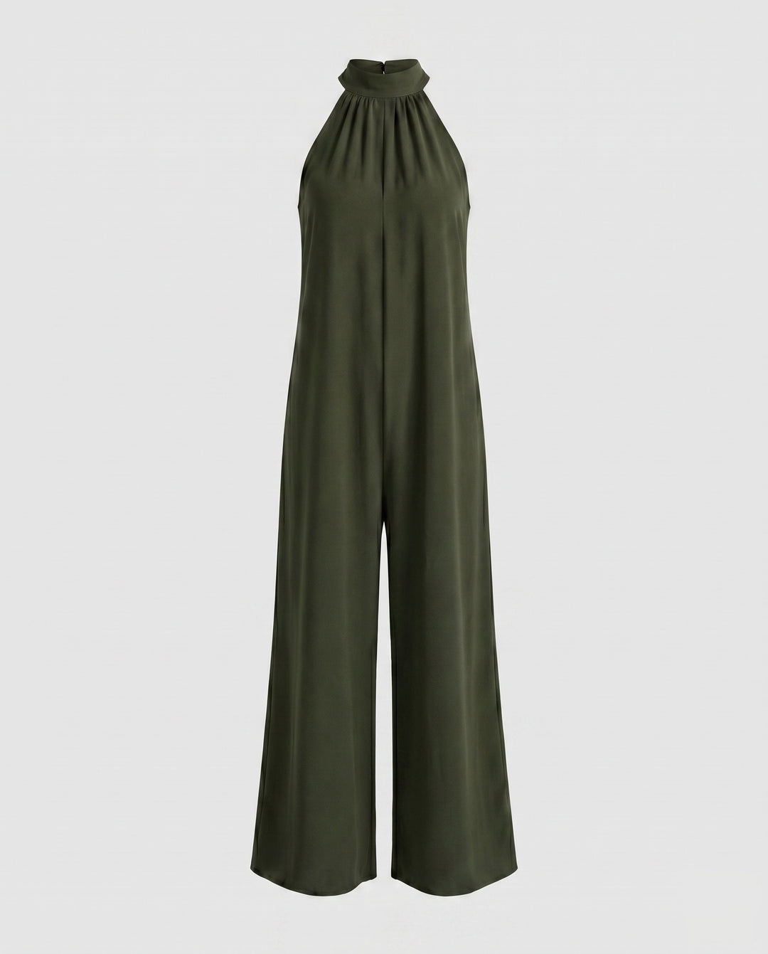 Damen Jumpsuit mit hohem Kragen und weitem Bein