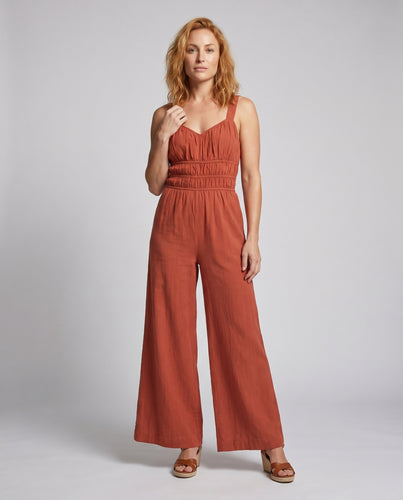 Damen Jumpsuit mit weitem Bein und elastischem Oberteil