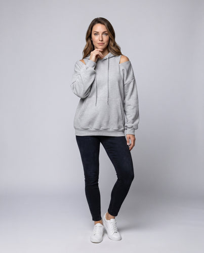 Damen Kapuzenpullover mit trendy Cut-Out-Details