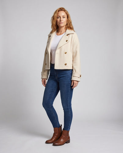 Damen Langarmjacke mit doppelter Knopfleiste und weich gefüttertem Innenfutter