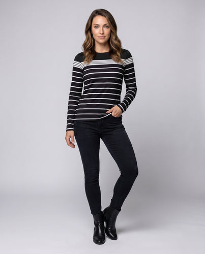 Damen Langarmshirt mit modischem Streifenmuster und lässigem Schnitt