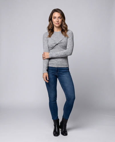 Damen Langarmshirt mit schickem Knotendesign