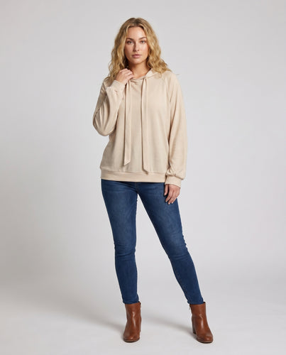 Damen lässiger Kapuzenpullover mit weiten Ärmeln und Kordelzug
