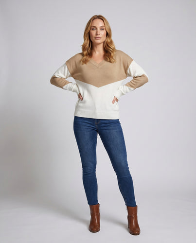 Damen lässiger Pullover mit weitem Schnitt und kontrastierenden Streifen