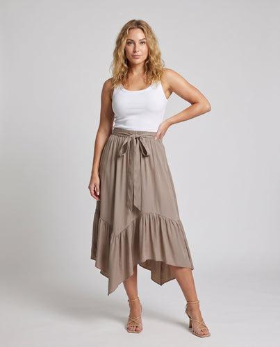 Damen luftiger Maxiröcke mit asymmetrischem Saum und Bindedetails