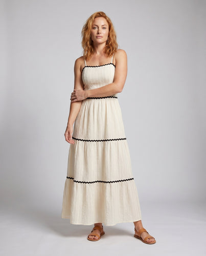 Damen Maxi-Kleid mit feinen Rüschen und zarten Trägern