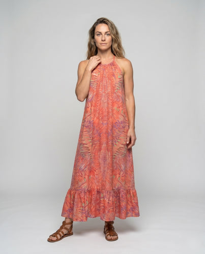 Damen Maxikleid mit elegantem Rüschensaum und luftiger Silhouette