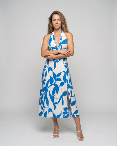 Damen Maxikleid mit elegantem V-Ausschnitt und seitlichem Schlitz