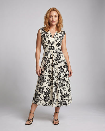 Damen Maxikleid mit floralem Muster und elegantem Rüschenbesatz