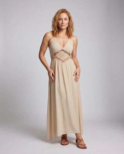 Damen Maxikleid mit raffiniertem Rückenausschnitt und anpassbarem Trägerdesign