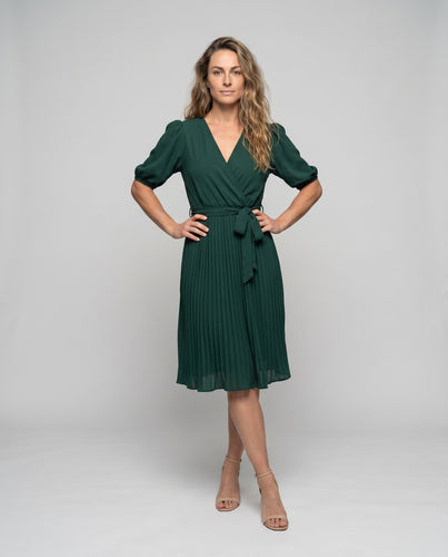 Damen Midikleid mit elegantem V-Ausschnitt und Taillenbindung