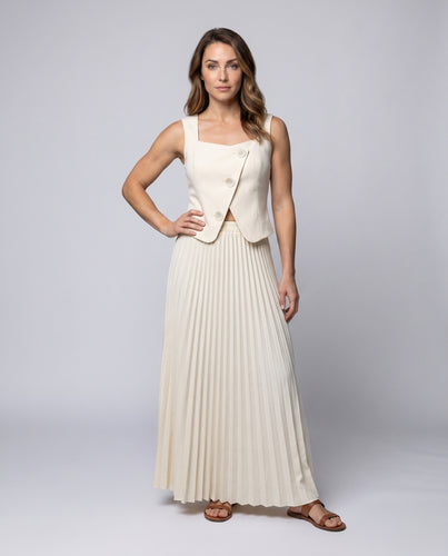 Damen Plissiertes Maxikleid mit elegantem Wickeloberteil