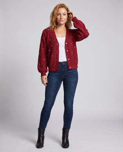 Damen Strickjacke mit Perlendetails und lässigem Schnitt