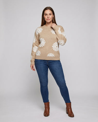 Damen Strickpullover mit floralen Mustern und modischem Schnitt