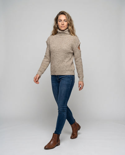 Damen Strickpullover mit modischem Cut-Out-Design
