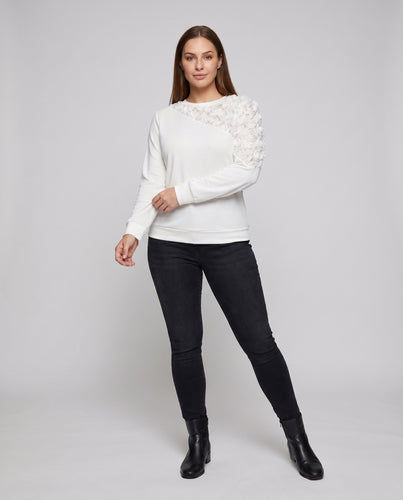 Damen Sweatshirt mit eleganten Blumendetails