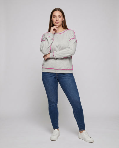 Damen Sweatshirt mit farblich abgesetzten Nähten