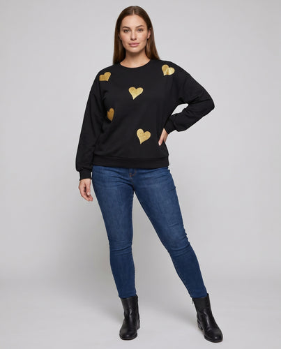 Damen Sweatshirt mit modischem Herzmotiv und lässiger Passform